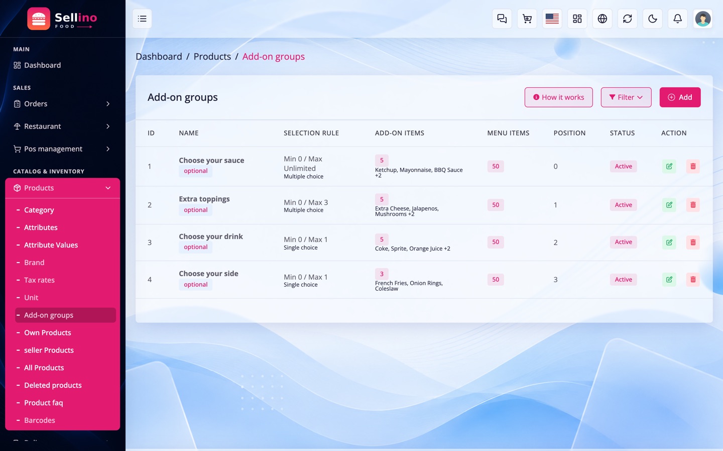 Add-on groups