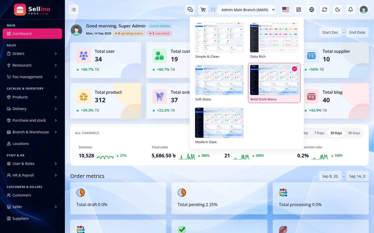 Navbar → style switcher (thumbnails)