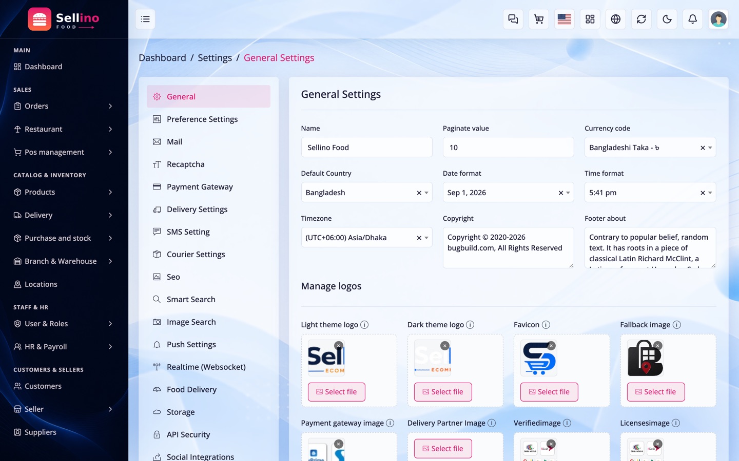 General settings