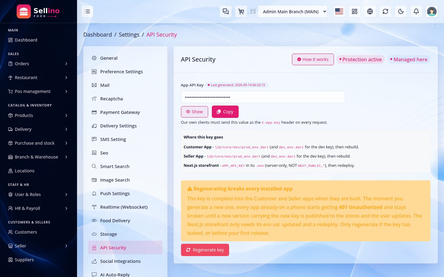 Settings → API Security
