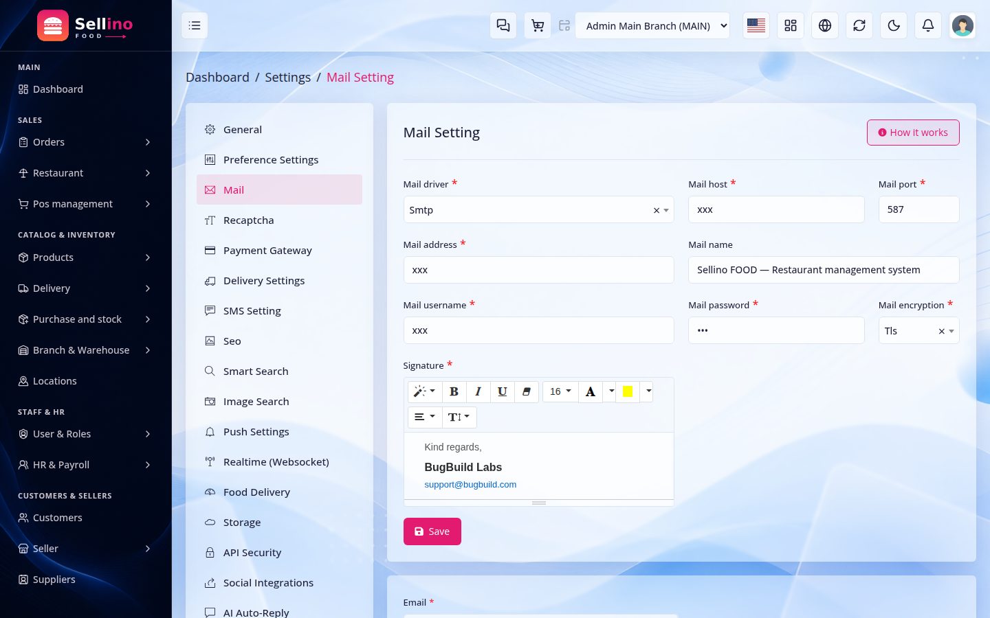Settings → Mail (SMTP / Gmail API)