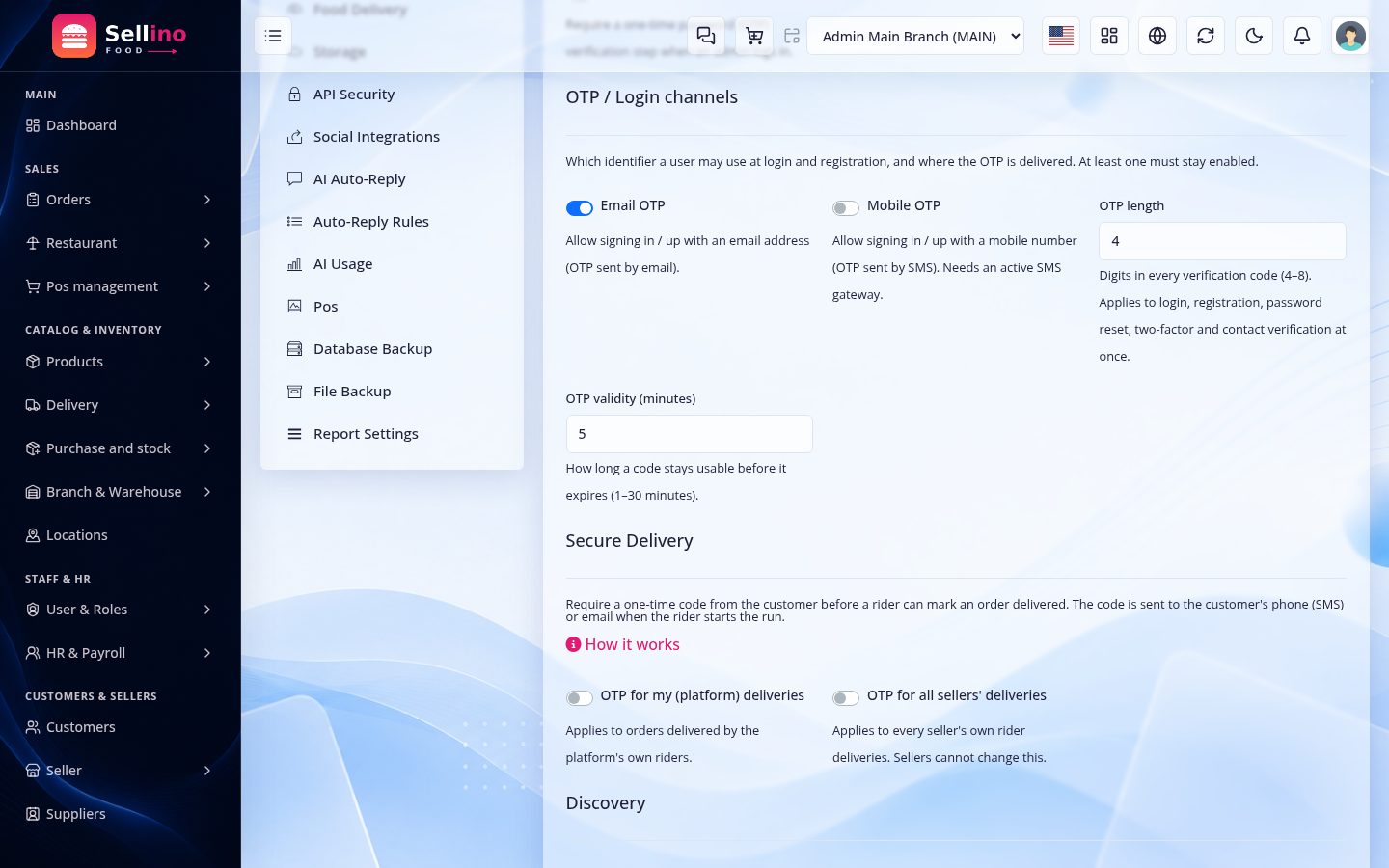 Preference → OTP / login channels