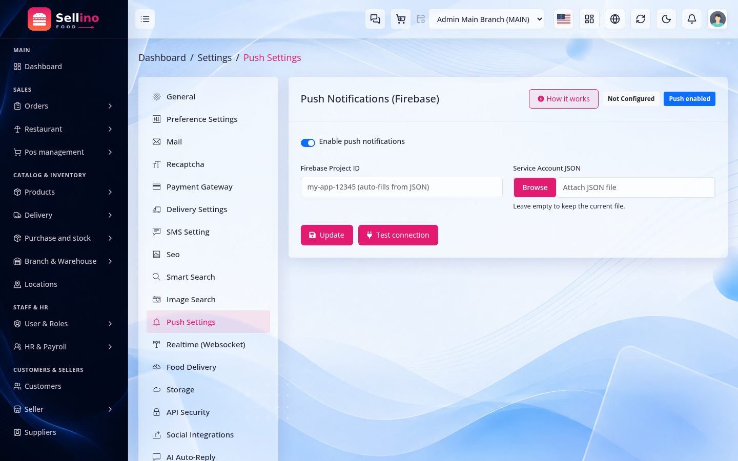 Settings → Push Notifications