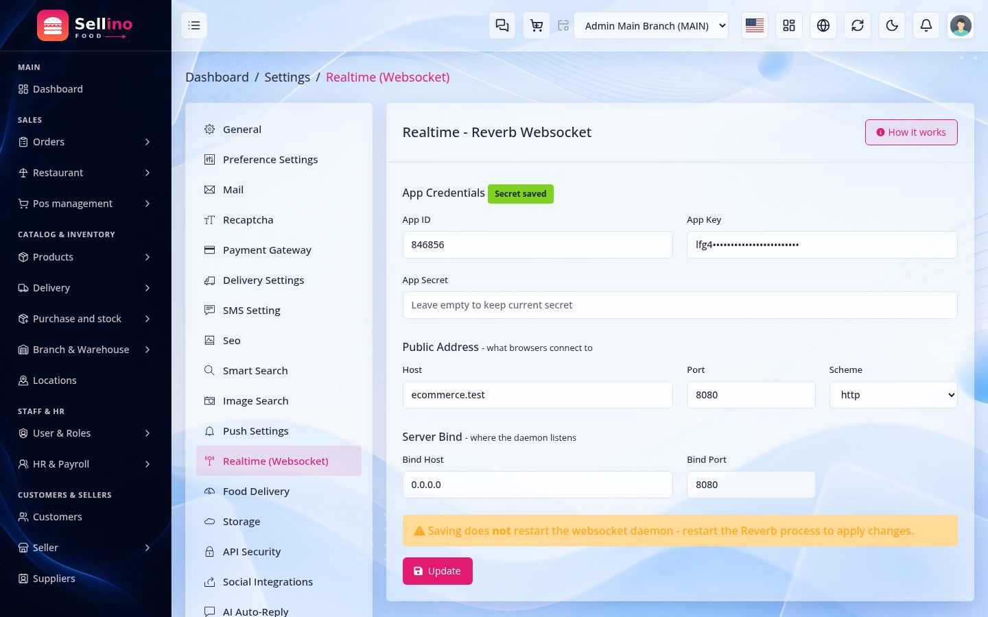 Settings → Realtime (Reverb)