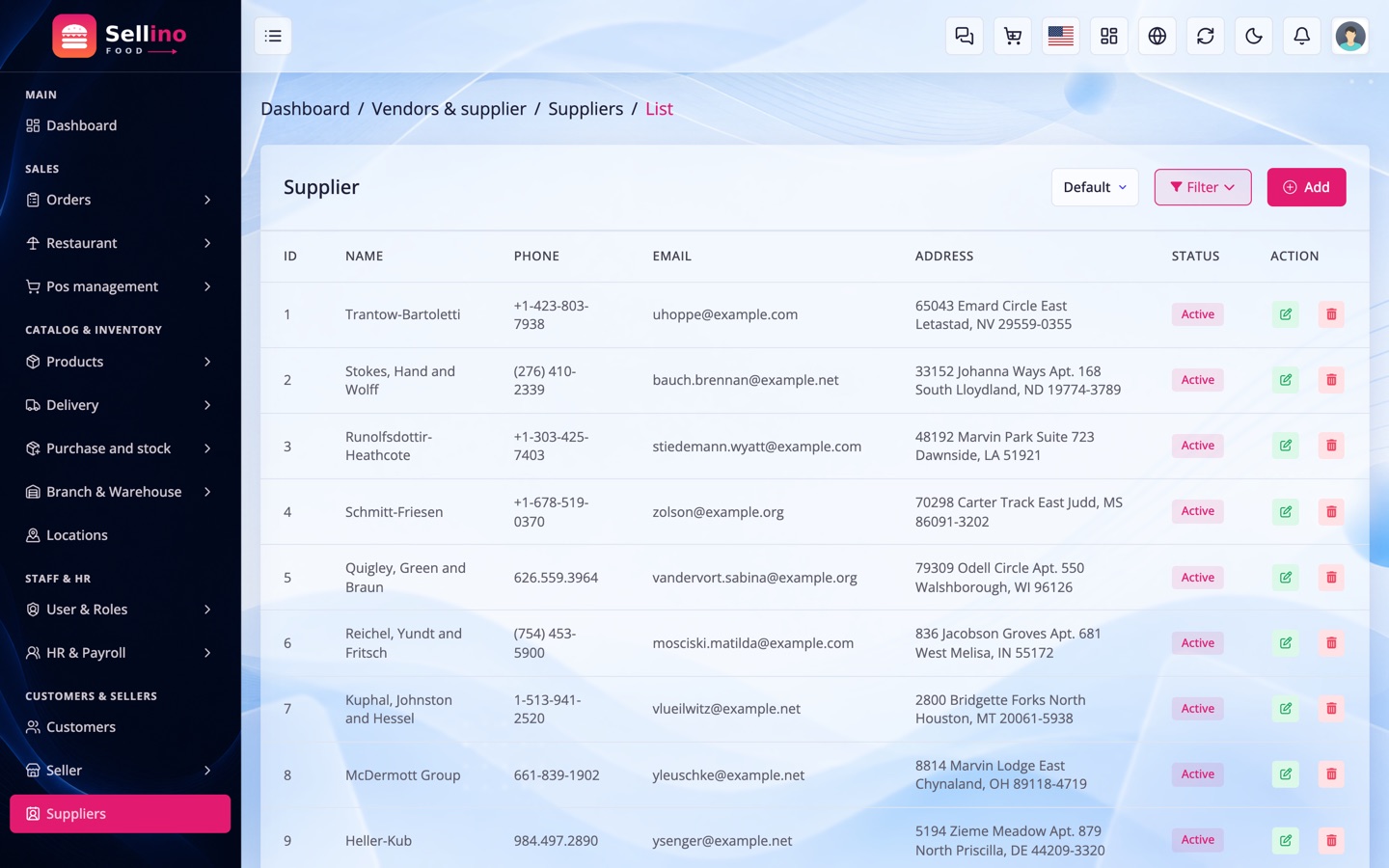 Suppliers