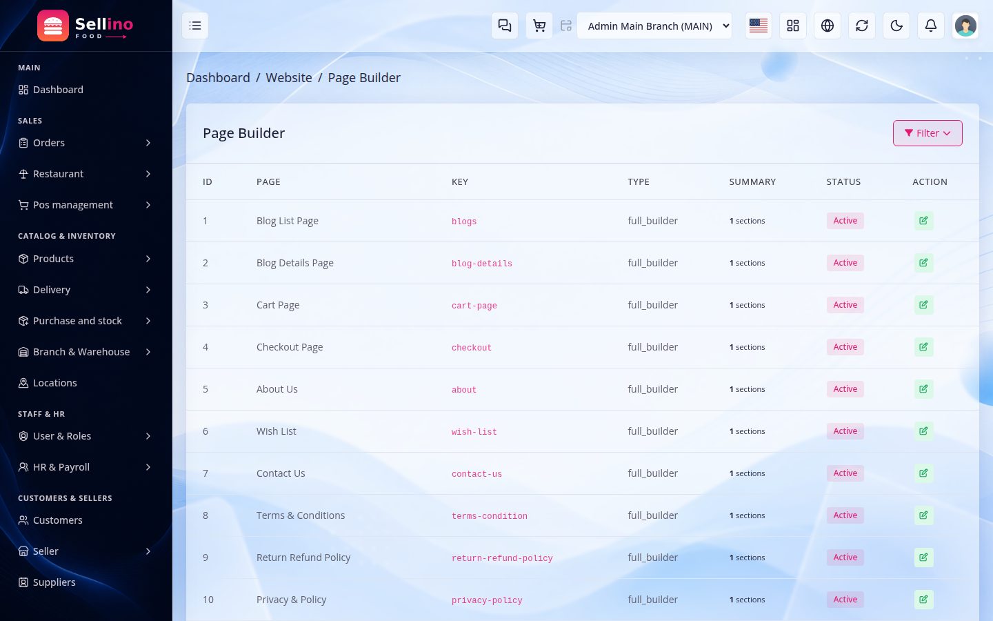 Website → Page Builder
