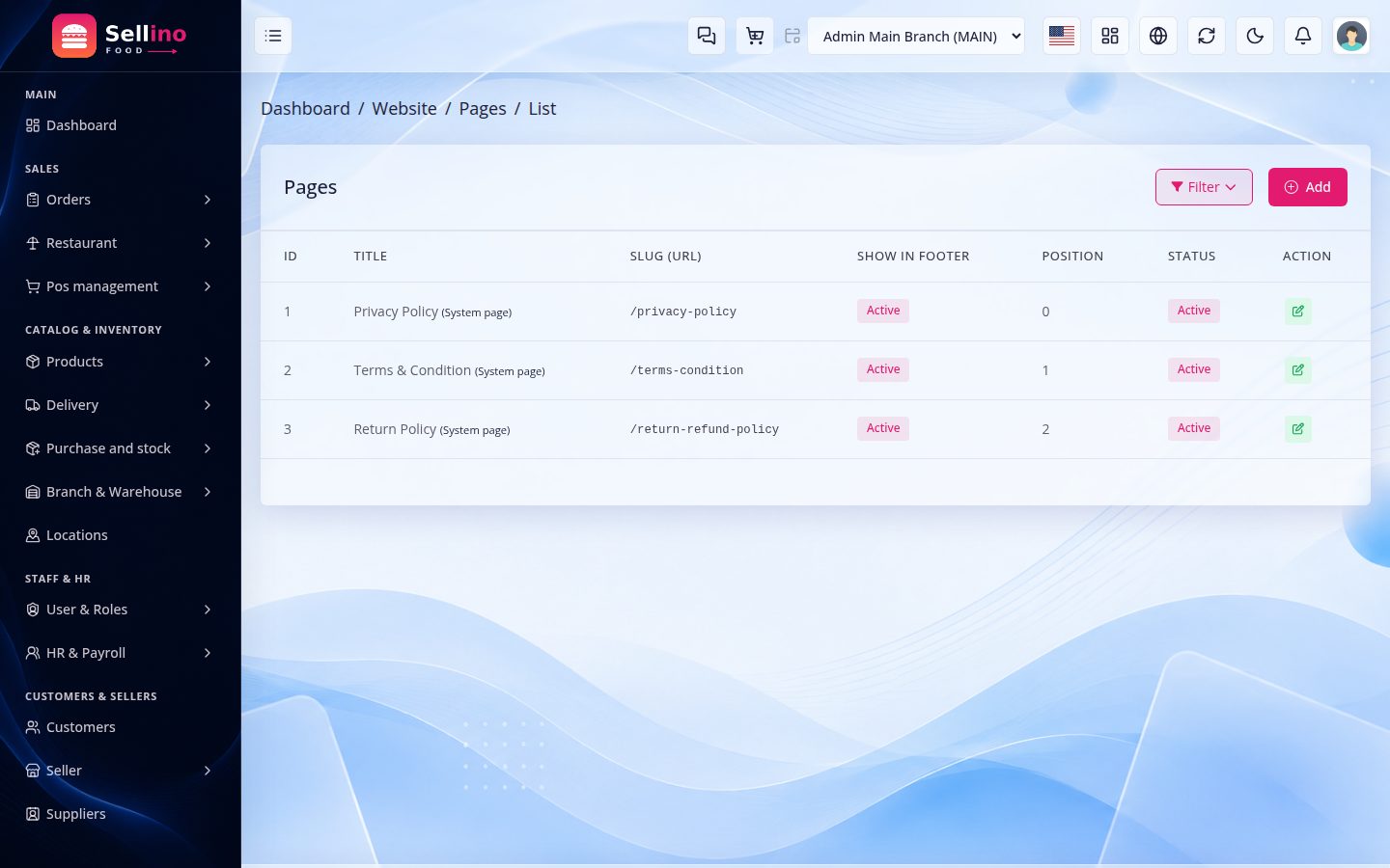 Website → Pages